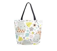 toile drôle hippopotame sac de transport sac à bandoulière décontracté pour faire du shopping voyage réutilisables