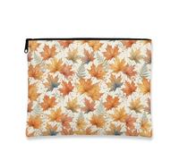 Toile en forme de feuille d'érable avec fermeture éclair, motif feuilles de fougère saisonnières inspirées de la nature, toile orange d'automne avec fermeture éclair, trousse de maquillage de voyage