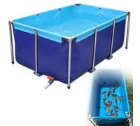 Toile Étang à Poissons avec Support Aquariophilie Piscine Bassin Décoratif Piscine avec Soupape de Vidange Position temporaire Toile Étang à Poissons 1,5 x 1 x 0,7 m