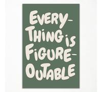 Toile « Everything Is Figureoutable », affiche de citation inspirante vert sauge, art mural de motivation, décoration d'affirmations positives tendance, citations quotidiennes réconfortantes, 20,3 x