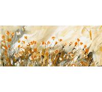 Toile Fleurs Vert Orange 100x40 DD123248 Tableau sur châssis Art mural