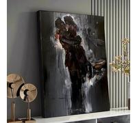 Toile grand format représentant un couple enlacé, peinture abstraite sur le thème de l'amour, art mural sur toile, décoration intérieure, affiches et impressions pour femmes (30 x 40 cm / sans cadre)