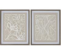 Toile Home ESPRIT Blanc Beige Feuille de plante Urban 50 x 4 x 60 cm (2 pièces)