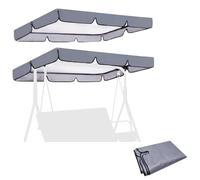 Toile imperméable pour balançoire Hollywood avec bande auto-agrippante, Toit de remplacement pour balançoire de jardin, 4 tunnels réglables - Gris, résistant aux UV
