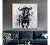 Toile imprimée abstraite Taureau Corrida Peinture à l'huile Affiches et impressions Bovins Mur Art Photos Salon Bureau Décor 80x80cm(31x31in) Sans Cadre