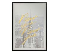 Toile imprimée encadrée à effet alu NEW YORK - 50 x 70 cm - Gris