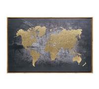 Toile Encadré Mapmonde Noire - Atmosphera