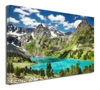 Toile imprimée Paysage, Tableau décoration murale, Photo sur toile Grand format, Tableau toile photo LAC ET MONTAGNE 100x60 cm