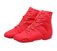 Toile Jazz Chaussures Ballet Yoga Danse Bottines Semelle Fendue À Lacets Respirant pour Enfant Adulte Femme,Rouge,36 EU