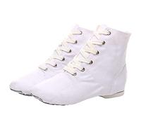 Toile Jazz Chaussures Ballet Yoga Danse Bottines Semelle Fendue À Lacets Respirant pour Enfant Adulte Femme,Blanc,38 EU