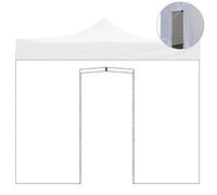 Toile latérale 6 x 2 m blanche imperméable avec porte enrouleur pour tonnelle refermable 3 x 6 m
