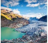 Toile murale 100 x 90 cm : vue estivale incroyable sur le glacier du Rhongletscher dans les Alpes suisses, Berne Canton, Suisse, Europe (89421496)