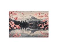 Toile murale 3D prête à être accrochée sur toile de peintures de paysage japonais à motif de cerises japonaises pour salon, salle de bain, bureau - 40 x 60 cm