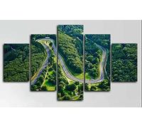Toile murale 5 panneaux Nurburgring Rallye Circuit Racing Paysage naturel Peinture HD pour décoration moderne de maison, salon, bureau, œuvre d'art encadrée Grande taille (152,4 x 81,3 cm)