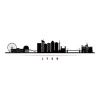 Toile murale 50 x 20 cm - Lyon Skyline Horizontale - Silhouette de Lyon France - Vector Template for Your Design - Impression sur toile