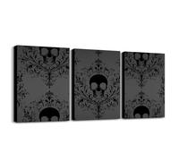 Toile murale à imprimé floral damassé vintage gothique noir - Impressions d'œuvres d'art pour salon, chambre à coucher, style baroque victorien antique - 30,5 x 40,6 x 40,6 cm