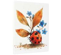 Toile murale à motif de coccinelle - Impression sur toile botanique - Décoration murale botanique pour salon, chambre à coucher, salle de bain, chambre d'enfant, sans cadre - 40,6 x 50,8 cm