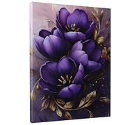 Toile murale à motif floral violet, élégante affiche de fleurs violettes, décoration d'intérieur moderne pour salon, chambre à coucher, bureau, sans cadre, 30,5 x 40,6 cm