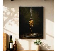 Toile murale à suspendre à une fourchette - Impressions sur toile de peintures rustiques classiques - Assiettes spaghetti sans vert foncé - 30,5 x 40,6 cm