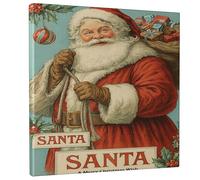 Toile murale à suspendre avec motif Père Noël et houx rouge - 30,5 x 30,5 cm - Décoration murale à suspendre pour cuisine, salon, salle à manger, restaurant
