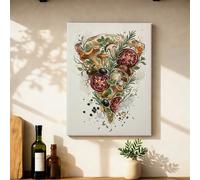 Toile murale à suspendre avec pizza, tomates, champignons, vert d'été, 30,5 x 40,6 cm