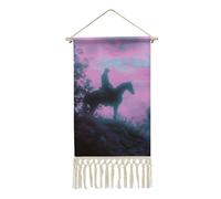 Toile murale à suspendre avec silhouette d'équitation pour salon, affiche décorative rétro avec cadre - Bannière de ferme à suspendre pour intérieur, chambre à coucher, bureau - 48,3 x 22,9 cm