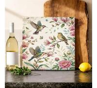 Toile murale à suspendre motif oiseau vintage fleur papillon printemps vert 30,5 x 30,5 cm