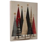 Toile murale à suspendre sur toile d'arbres - Décoration murale moderne et festive - Motif étoiles de Noël - Rouge - 20,3 x 25,4 cm