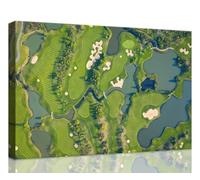 Toile murale à thème parcours de golf - Impressions sur toile de peintures à thème parcours de golf - Œuvre d'art moderne encadrée prête à être accrochée (30,5 x 40,6 cm (H x l)
