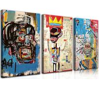 Toile murale abstraite à 3 panneaux - Impressions sur toile de peintures à graffiti bleu - Œuvre d'art moderne - Affiches d'œuvres d'art abstraites pour salon, chambre à coucher, salle de bain, bureau