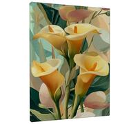 Toile murale abstraite à motif floral printanier, lys calla jaune vert, 20,3 x 30,5 cm