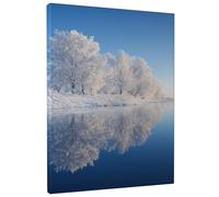 Toile murale abstraite au pays des merveilles d'hiver, arbres bleus et blancs, décoration murale abstraite pour salon, chambre à coucher, bureau, 40,6 x 50,8 cm