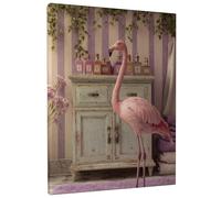 Toile murale abstraite avec oiseaux tropicaux et pêche - Impressions d'oiseaux tropicaux vert et violet - Décoration d'intérieur pour salon, chambre à coucher, salle de bain, dortoir, 40,6 x 50,8 cm