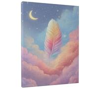 Toile murale abstraite avec plumes de rêve, nuage de pêche bleu pastel, décoration murale d'intérieur pour salon, chambre à coucher, 30,5 x 40,6 cm