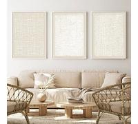 Toile murale abstraite beige bohème du milieu du siècle - Impressions d'art modernes au trait - Beige et blanc - Grande œuvre d'art abstraite - Impression sur toile beige du milieu du siècle - Image