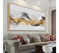 Toile murale abstraite de luxe - Impressions sur toile de paysage à l'encre dorée - Œuvre d'art moderne - Images en couleur - Œuvre d'art pour la décoration murale d'intérieur : salon et chambre à