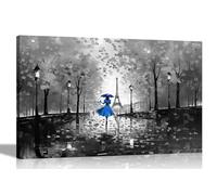 Toile murale abstraite en noir et blanc, balade automnale à Paris bleu, impression sur toile colorée pour salon, 30 x 20 cm, format A4