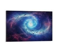 Toile murale abstraite galaxie fantaisie univers rétro - Décoration murale pour salon, chambre à coucher - 60 x 90 cm