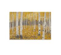 Toile murale abstraite, gribouillage forêt rétro, paysage d'automne arbre bouleau, affiche d'œuvre d'art pour décoration murale d'intérieur, salon, chambre à coucher, sans cadre, 60 x 90 cm