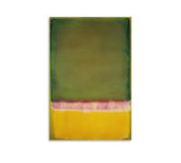 Toile murale abstraite - Impressions sur toile de peintures à thème vert terreux, rose doux et jaune vif - Affiche d'œuvre d'art pour décoration d'intérieur : salon, chambre à coucher, salle de bain