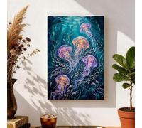 Toile murale abstraite - Impressions sur toile de peintures à thème vie marine bleu violet - 20,3 x 30,5 cm - Décoration murale d'intérieur - Décoration d'intérieur - Décoration d'intérieur