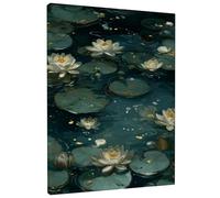 Toile murale abstraite motif nénuphar vert et blanc, décoration d'intérieur pour salon, chambre à coucher, salle de bain, bureau, 40,6 x 50,8 cm