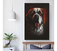Toile murale abstraite représentant un chien fou, décoration rustique pour le salon ou la salle de bain, 40 x 60 cm