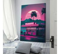 Toile murale abstraite représentant un coucher de soleil sur un dîner, pour un salon ou une salle de bain rustique, 20 x 30 cm