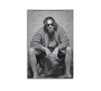 Toile murale amusante avec inscription The Big Lebowski On Toilet - Décoration murale moderne pour salon, chambre à coucher - 50 x 75 cm