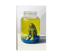 Toile murale amusante encadrée Le dernier cornichon dans un pot de concombre vert Images 1 (1)