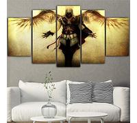 Toile Murale Art Modulaire Photo 5 Panneaux Peinture Murale À L'Encre Imperméable Assassin's Creed Wall Art Peinture HD Décor À La Maison@40X60Cmx2 40X80Cmx2 40X100Cmx1-Encadré