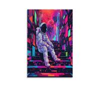 Toile murale avec astronaute assis, aquarelle abstraite, univers spatial, affiche d'œuvre d'art pour décoration d'intérieur, salon, chambre à coucher, sans cadre, 30 x 45 cm