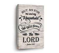 Toile murale avec citations « But As for Me And My Household We Will Serve The Lord » - Œuvre d'art murale prête à être accrochée pour la décoration murale de la maison, du bureau, du salon - 40,6 x