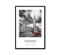 Toile murale avec impression de paysage urbain d'Europe et des États-Unis, décoration d'intérieur pour salon, chambre à coucher, bureau (SKU12, cadre photo noir, 8x12in / 20 x 30 cm)